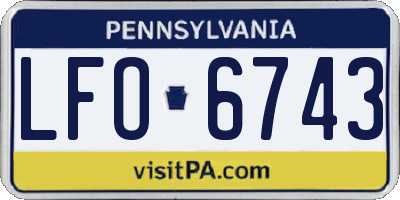 PA license plate LFO6743