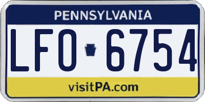 PA license plate LFO6754