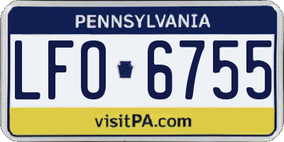 PA license plate LFO6755