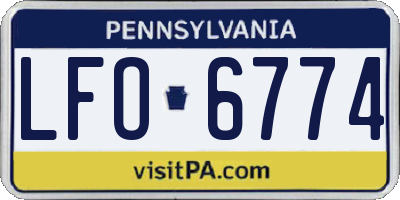 PA license plate LFO6774
