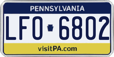 PA license plate LFO6802