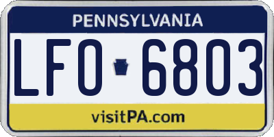 PA license plate LFO6803