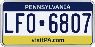 PA license plate LFO6807