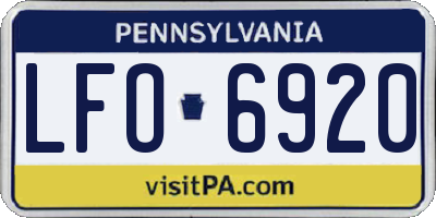 PA license plate LFO6920