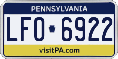 PA license plate LFO6922
