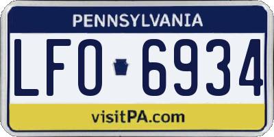PA license plate LFO6934