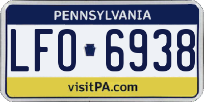 PA license plate LFO6938