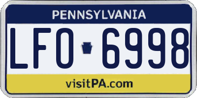 PA license plate LFO6998