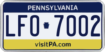 PA license plate LFO7002