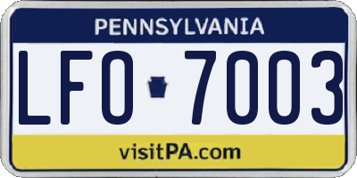 PA license plate LFO7003