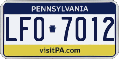 PA license plate LFO7012