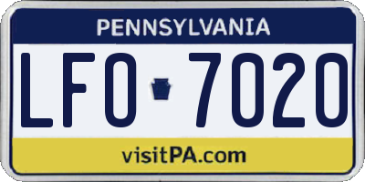 PA license plate LFO7020