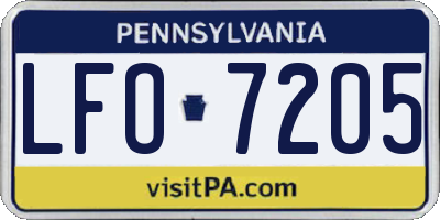 PA license plate LFO7205