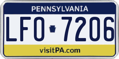 PA license plate LFO7206
