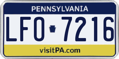 PA license plate LFO7216