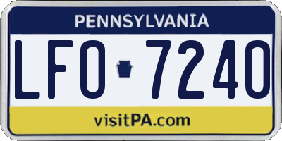 PA license plate LFO7240
