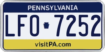 PA license plate LFO7252