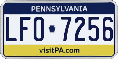PA license plate LFO7256