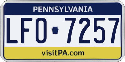 PA license plate LFO7257