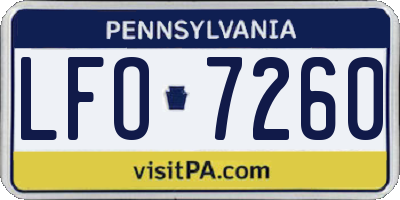 PA license plate LFO7260