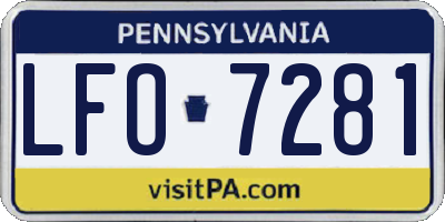 PA license plate LFO7281
