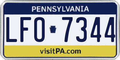 PA license plate LFO7344
