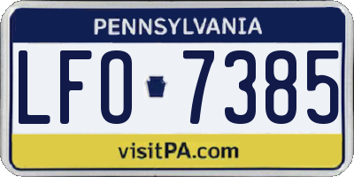 PA license plate LFO7385