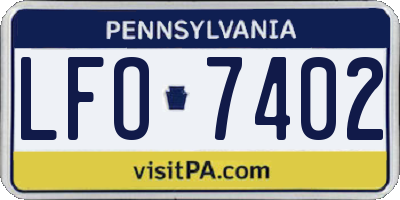 PA license plate LFO7402