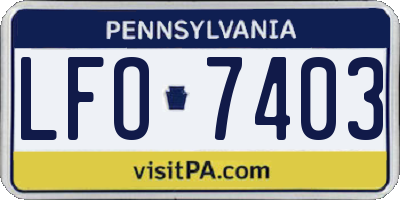 PA license plate LFO7403