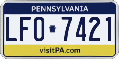 PA license plate LFO7421