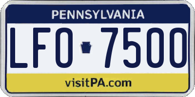 PA license plate LFO7500