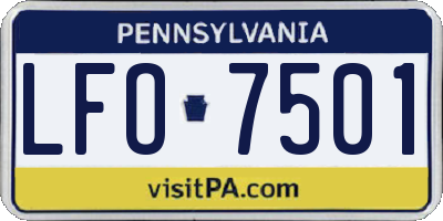 PA license plate LFO7501