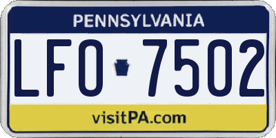 PA license plate LFO7502