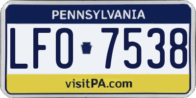 PA license plate LFO7538