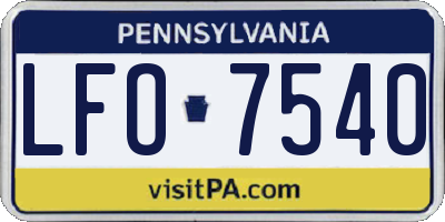 PA license plate LFO7540