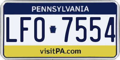 PA license plate LFO7554