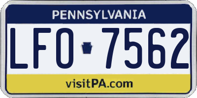 PA license plate LFO7562