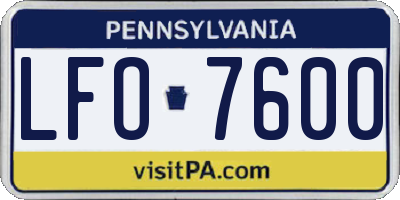 PA license plate LFO7600