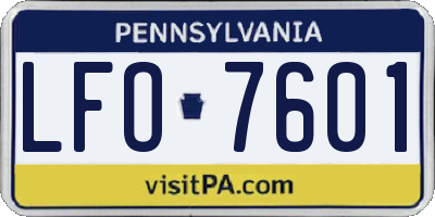 PA license plate LFO7601