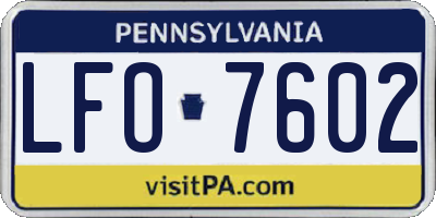 PA license plate LFO7602