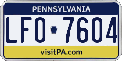 PA license plate LFO7604