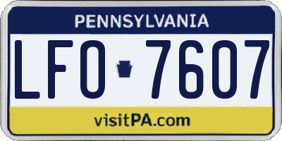 PA license plate LFO7607