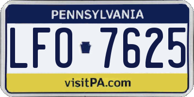 PA license plate LFO7625