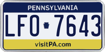 PA license plate LFO7643
