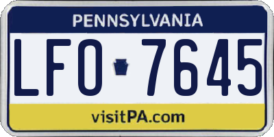 PA license plate LFO7645