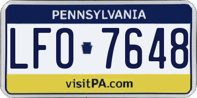 PA license plate LFO7648