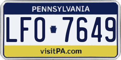 PA license plate LFO7649