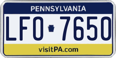 PA license plate LFO7650