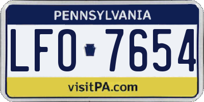 PA license plate LFO7654