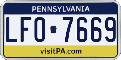 PA license plate LFO7669